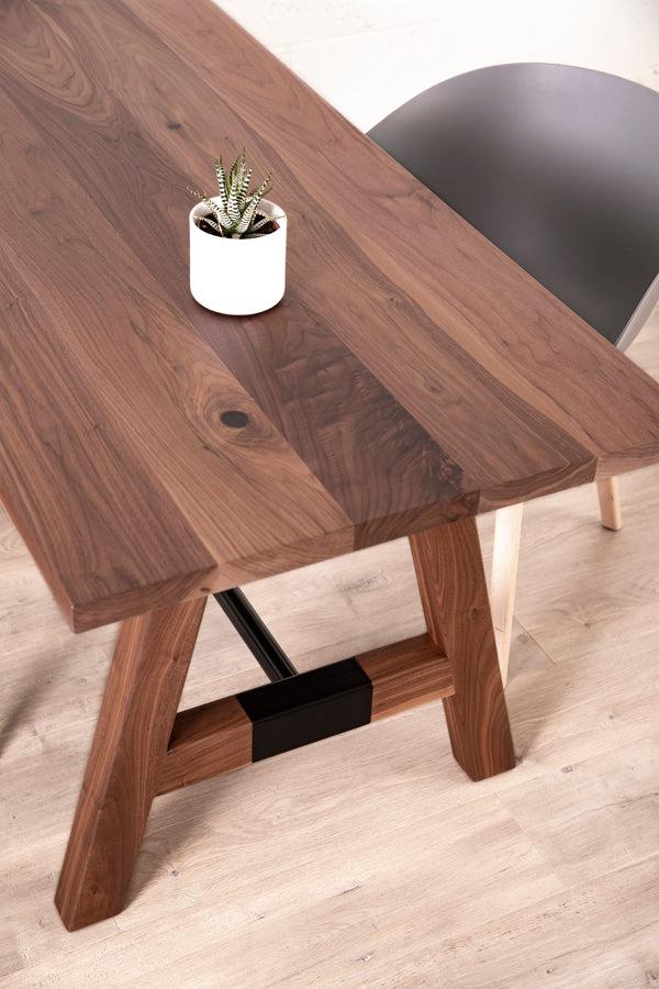 solid wood dining table in walnut